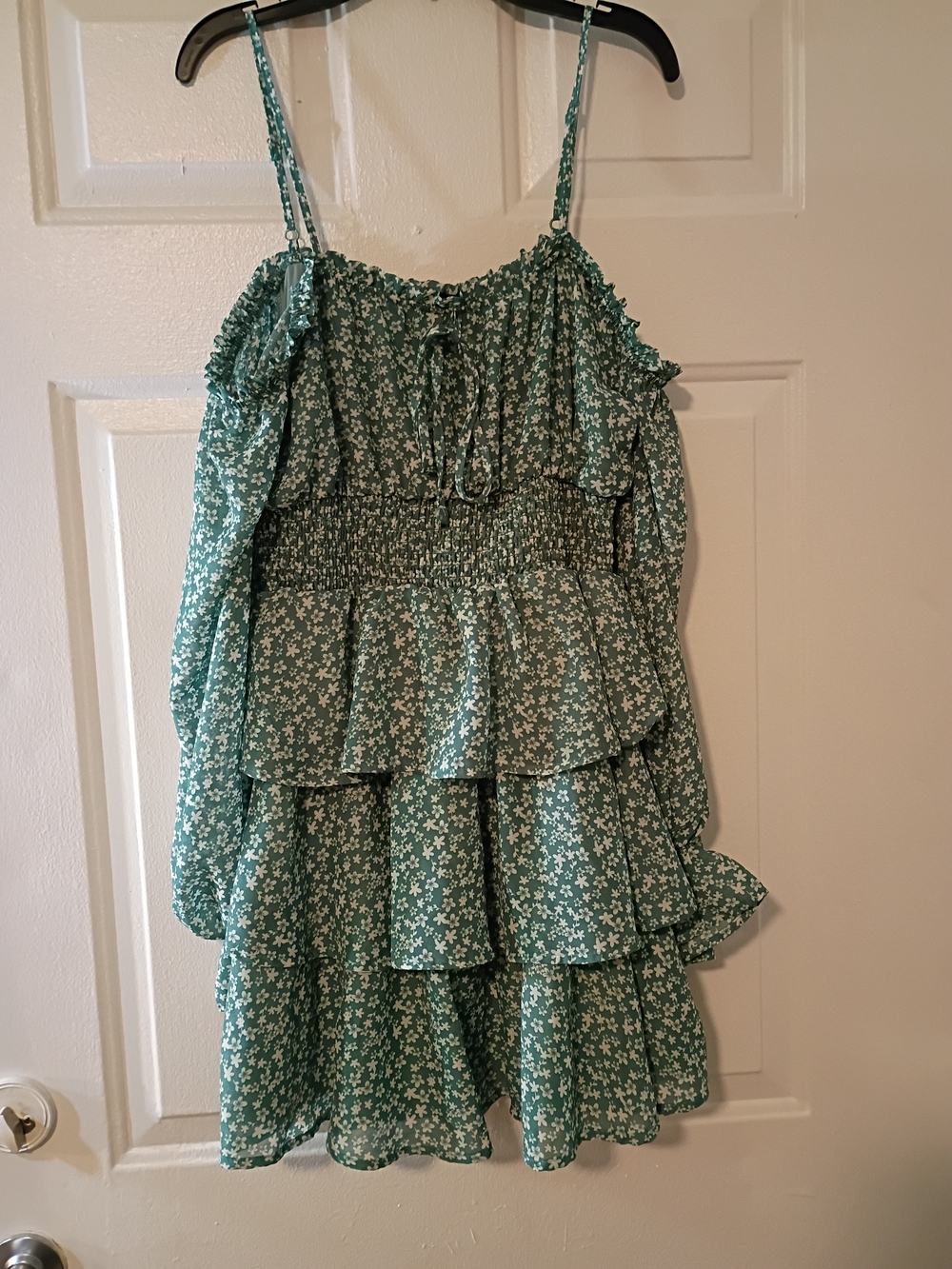 Green Floral Tiered Ruffle Sundress